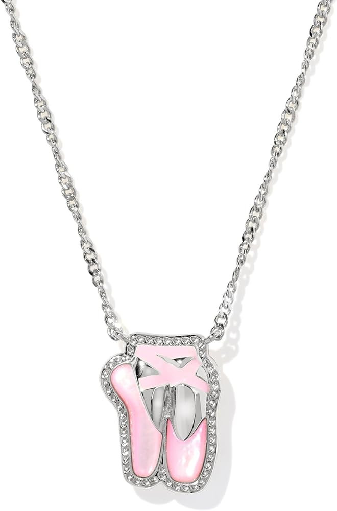 Kendra Scott Ballet Short Pendant Necklace in Blush Mother Of Pearl, Rhodium-Plated Brass, Fashio... | Amazon (US)