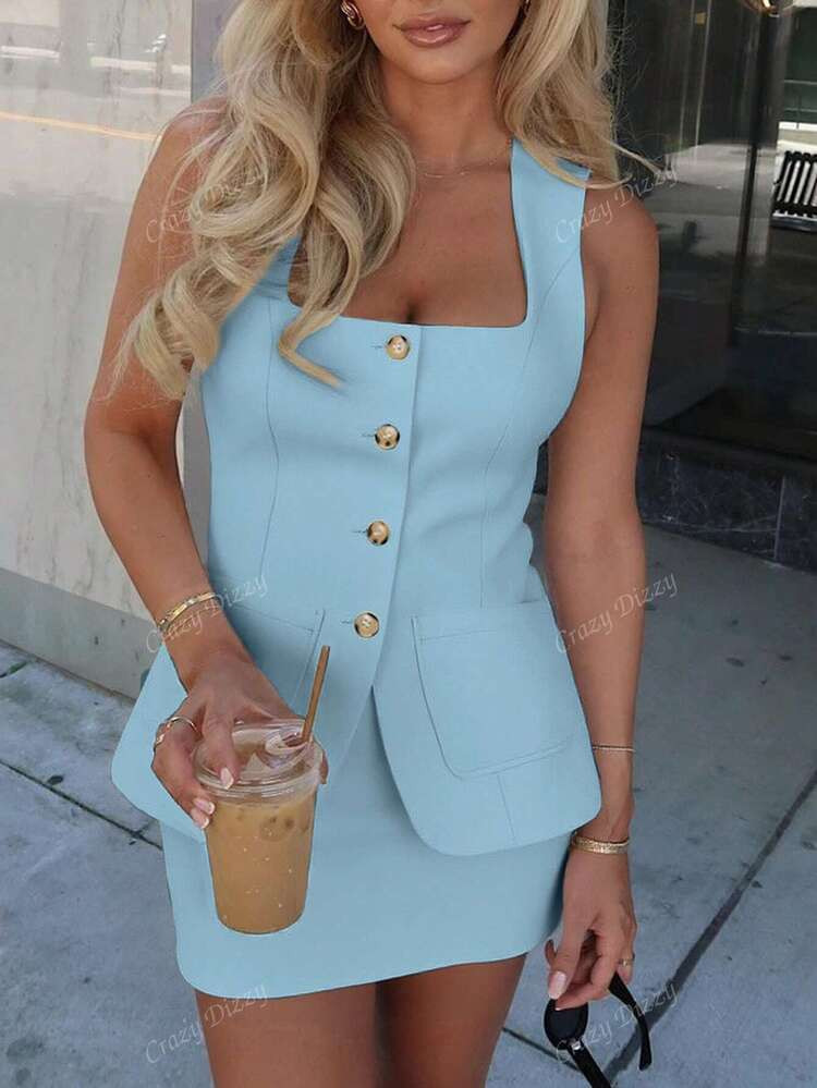 Vest And Skirt Set  | SHEIN