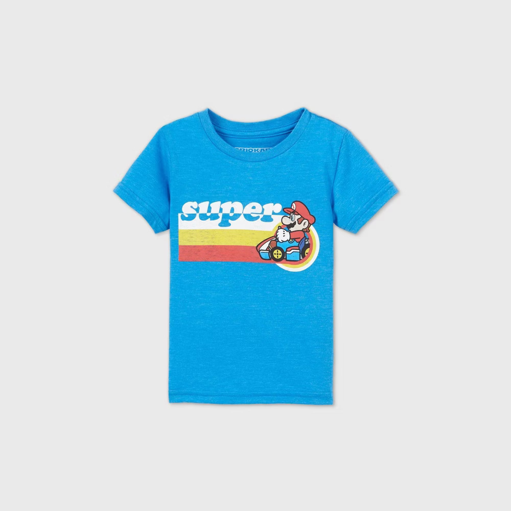 Toddler Boys' Super Mario Short Sleeve Graphic T-Shirt - Blue 3T | Target