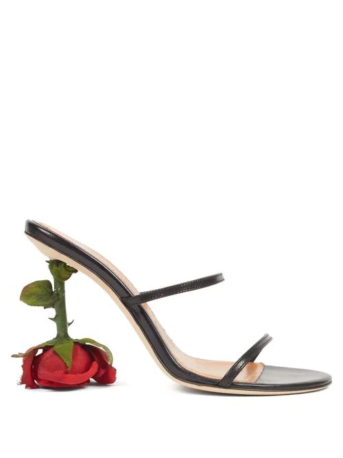 Loewe - Rose-heel Leather Sandals - Womens - Black | Matches (US)
