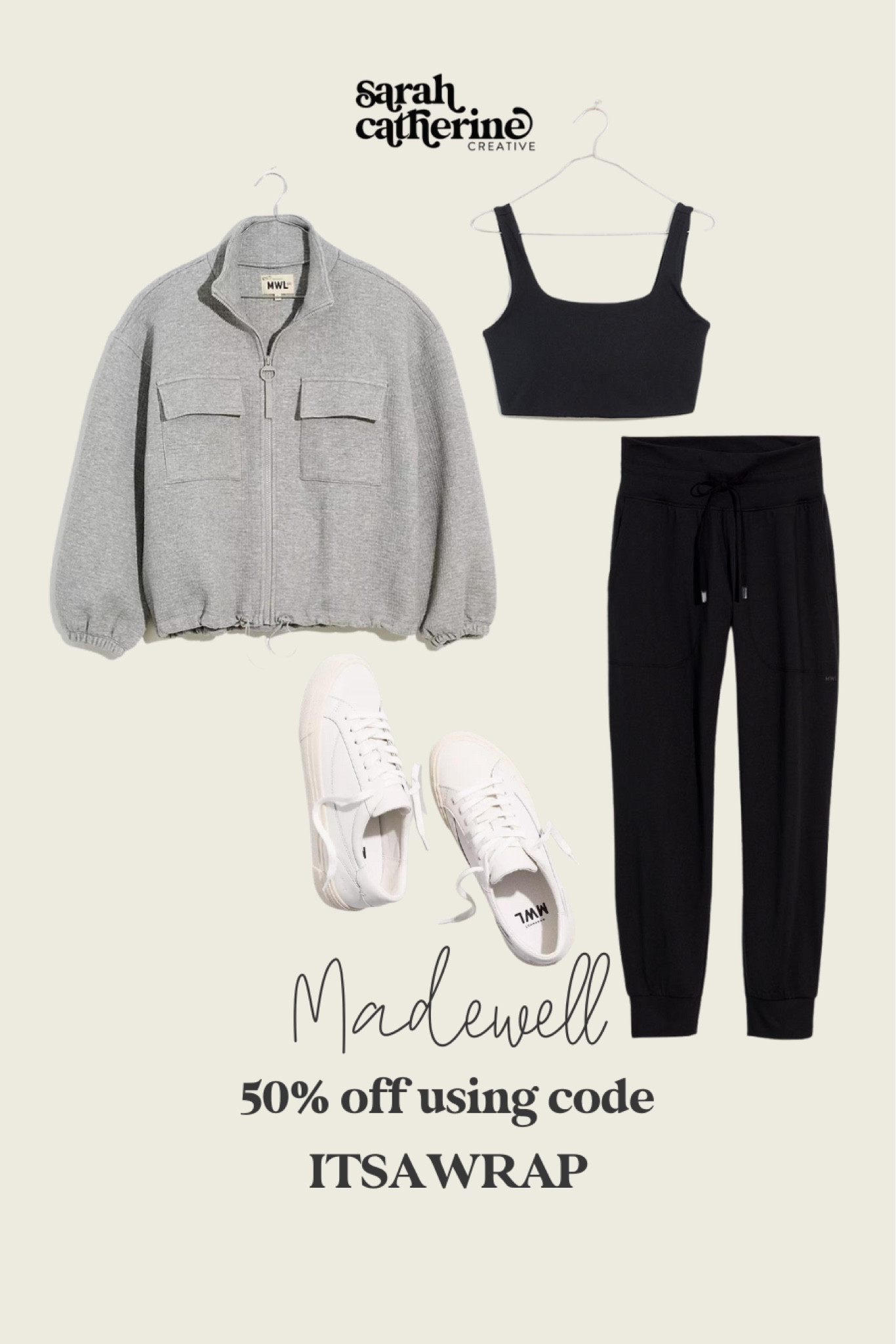 cozy winter outfit inspiration | black joggers with a black cropped bra and an oversized gray zip up sweatshirt |  easy outfit | winter outfit | simple style | winter fashion |winter style | athleisure | neutrals | white sneakers | madewell | casual | cozy | warm | comfy | deal alert | coupon code

#LTKunder100 #LTKSeasonal #LTKsalealert