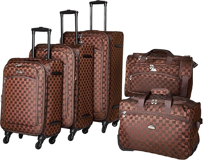 American Flyer Luggage Madrid 5 Piece Spinner Set, Brown, One Size | Amazon (US)