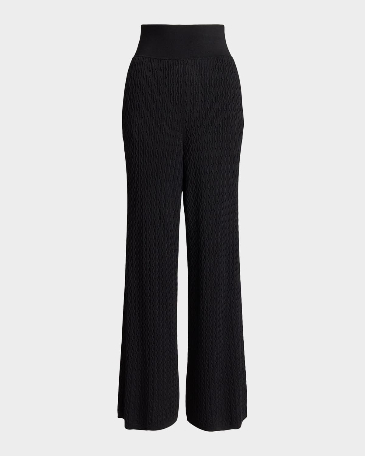 Wide-Leg Cable-Knit Sweater Pants | Neiman Marcus