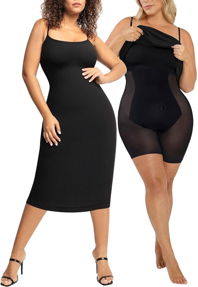 Popilush The Shapewear Dress - Summer Bodycon Midi Dress Built in Shapewear Bra Sleeveless Casual... | Amazon (US)