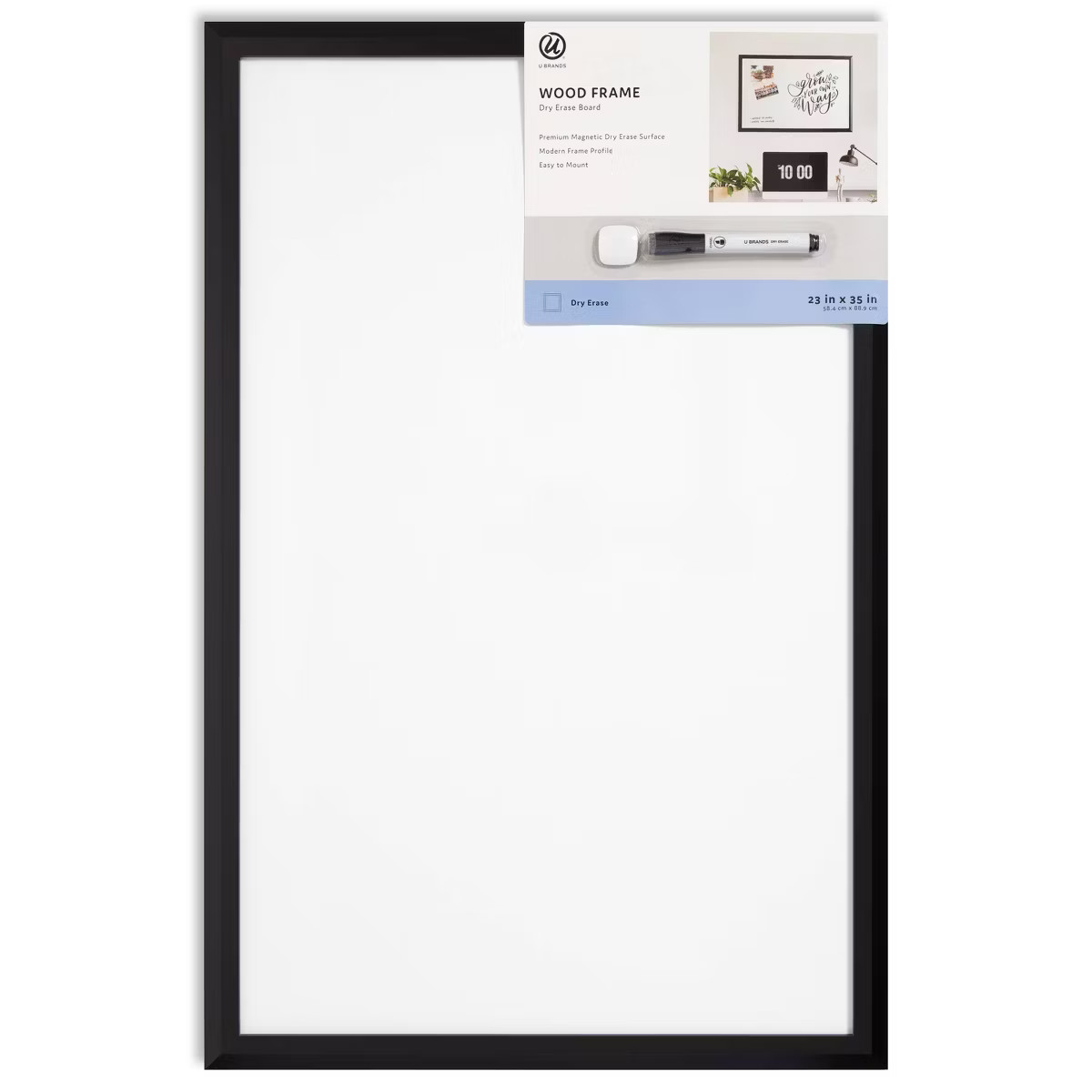 U Brands 23"x35" Magnetic Dry Erase Board Black Wood Frame with Marker | Target