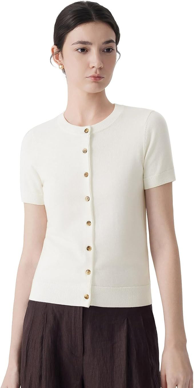 SUUKSESS Women Silk Cashmere Blend Cardigan Sweaters Summer Button Up Knit Outfits | Amazon (US)