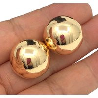 3Prs 20mm Gold Ball Stud Earrings Real 14K Plated Big Plain . Wholesale 190 | Etsy (US)