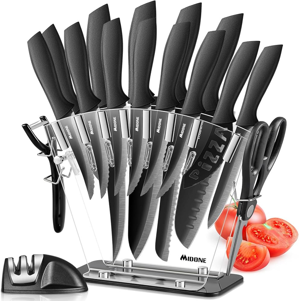 MIDONE Kitchen Knife Set with Acrylic Block, 17 PCS German Stainless Steel, includes Multiple Var... | Amazon (US)