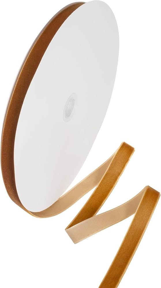 YASEO Golden Brown Velvet Ribbon, 5/8 inch x 25 Yards, Ideal for Choker, Gift Wrapping, Crafts, a... | Amazon (US)