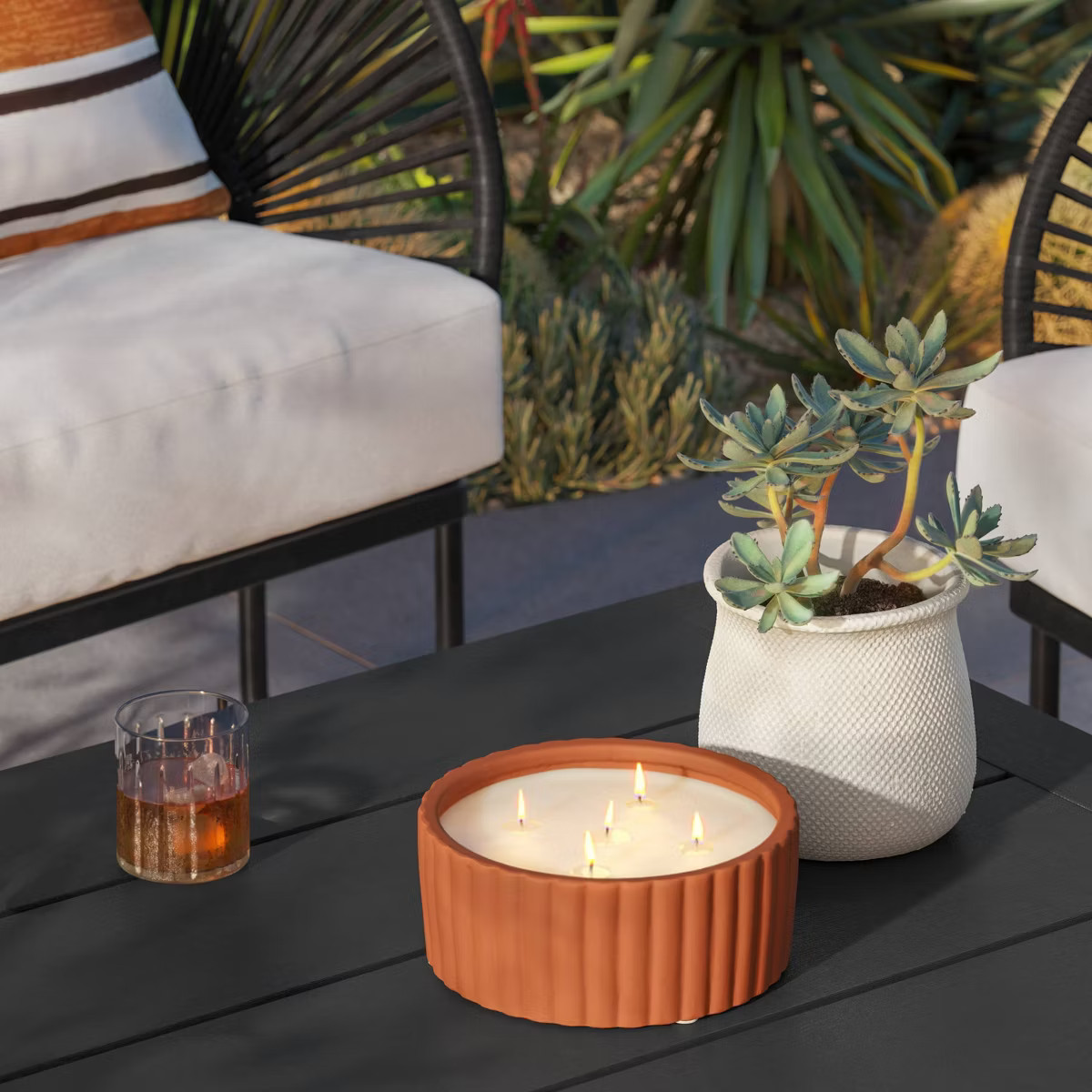 Ceramic Citronella Cotton Wick Outdoor Candle 5 Wick Brown 22oz - Threshold™ | Target