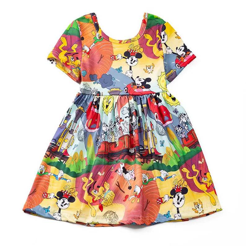 Mickeys Runaway Railway Dress Short Sleeved Sizes 3T 4T 5T 6 10/2 14/16 18/20 - Etsy | Etsy (Global)