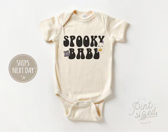 Spooky Baby Onesie®  Retro Halloween Bodysuit  Cute Natural - Etsy | Etsy (US)