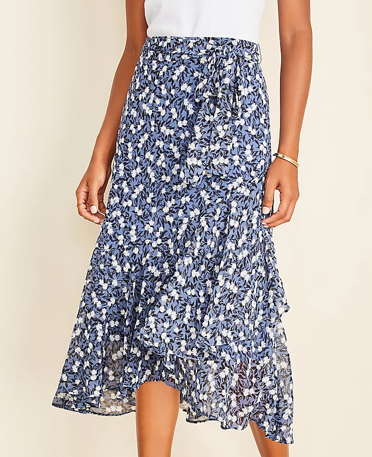 Floral Wrap Flounce Skirt | Ann Taylor (US)