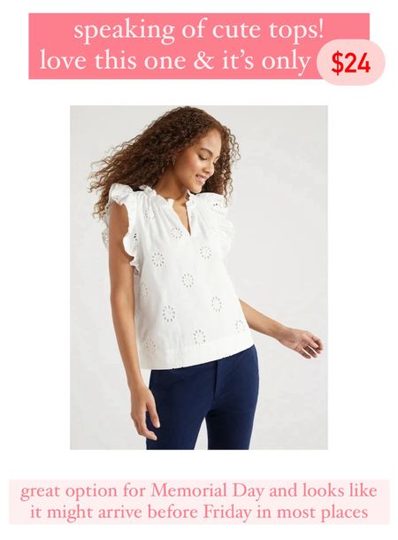 Cute eyelet blouse is only $24 and comes in 2 colors

Memorial Day outfit 

#LTKSeasonal #LTKFindsUnder50 #LTKStyleTip