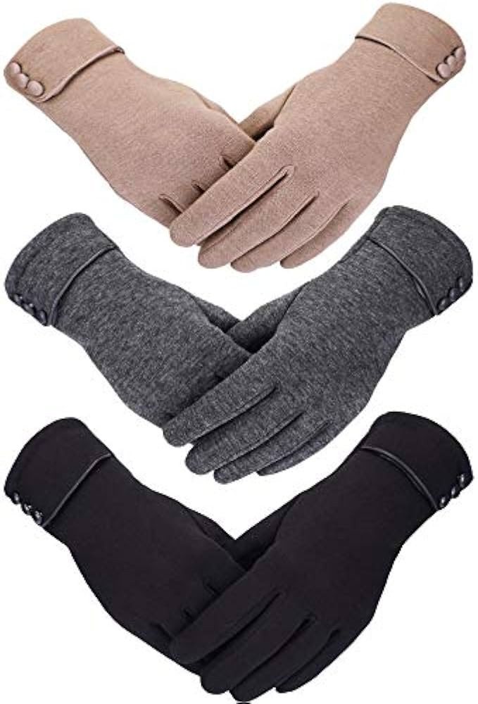 Patelai 3 Pairs Women's Winter Gloves Touchscreen Texting | Amazon (US)