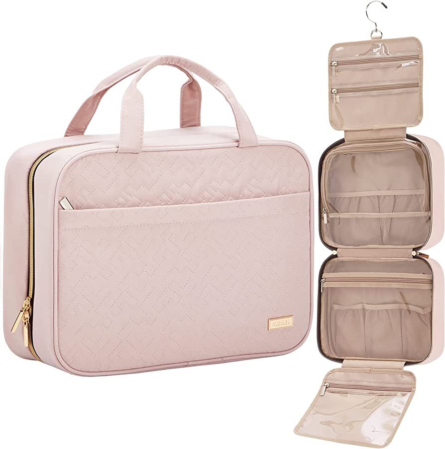 NISHEL Large Hanging Travel Toiletry Bag, Portable Makeup Organizer, Cosmetic Holder for Brushes Set | Amazon (US)