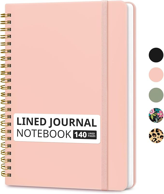 Taja Lined Spiral Journal Notebook for Women & Men, 140 Pages, College Ruled Hardcover Notebook f... | Amazon (US)