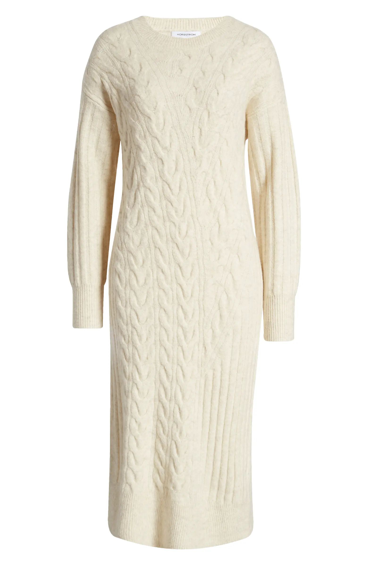 Nordstrom Holiday Long Sleeve Cable Sweater Dress | Nordstrom | Nordstrom