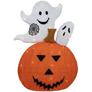 Northlight 27.5 in. LED Lighted Battery Operated Jack-O-Lantern and Ghosts Halloween Decoration 3... | The Home Depot