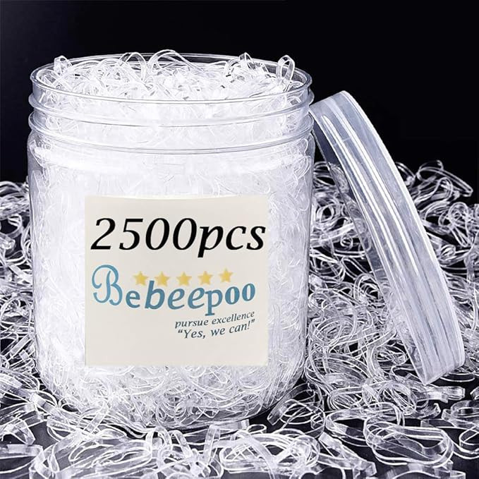 Clear Elastic Hair Bands，BEBEEPOO 2500pcs Mini Hair Rubber Bands with a Box, Soft Hair Elastics... | Amazon (US)