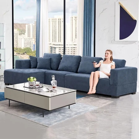 134 Sectional Sofa L-Shaped Sectional Couch with Left Chaise and Thicken Armrest Backrest Modern Uph | Walmart (US)
