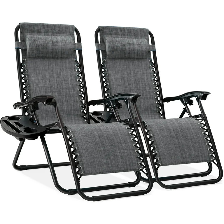 Best Choice Products Set of 2 Zero Gravity Lounge Chair Recliners for Patio, Pool w/ Cup Holder T... | Walmart (US)