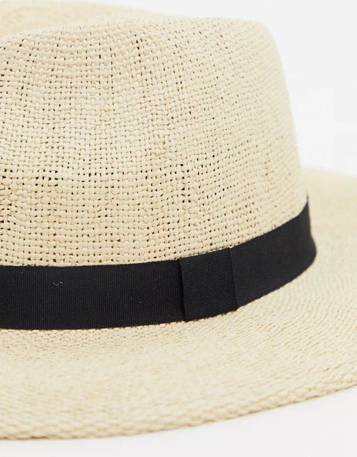 ASOS DESIGN fedora straw hat with black band in natural | ASOS | ASOS US