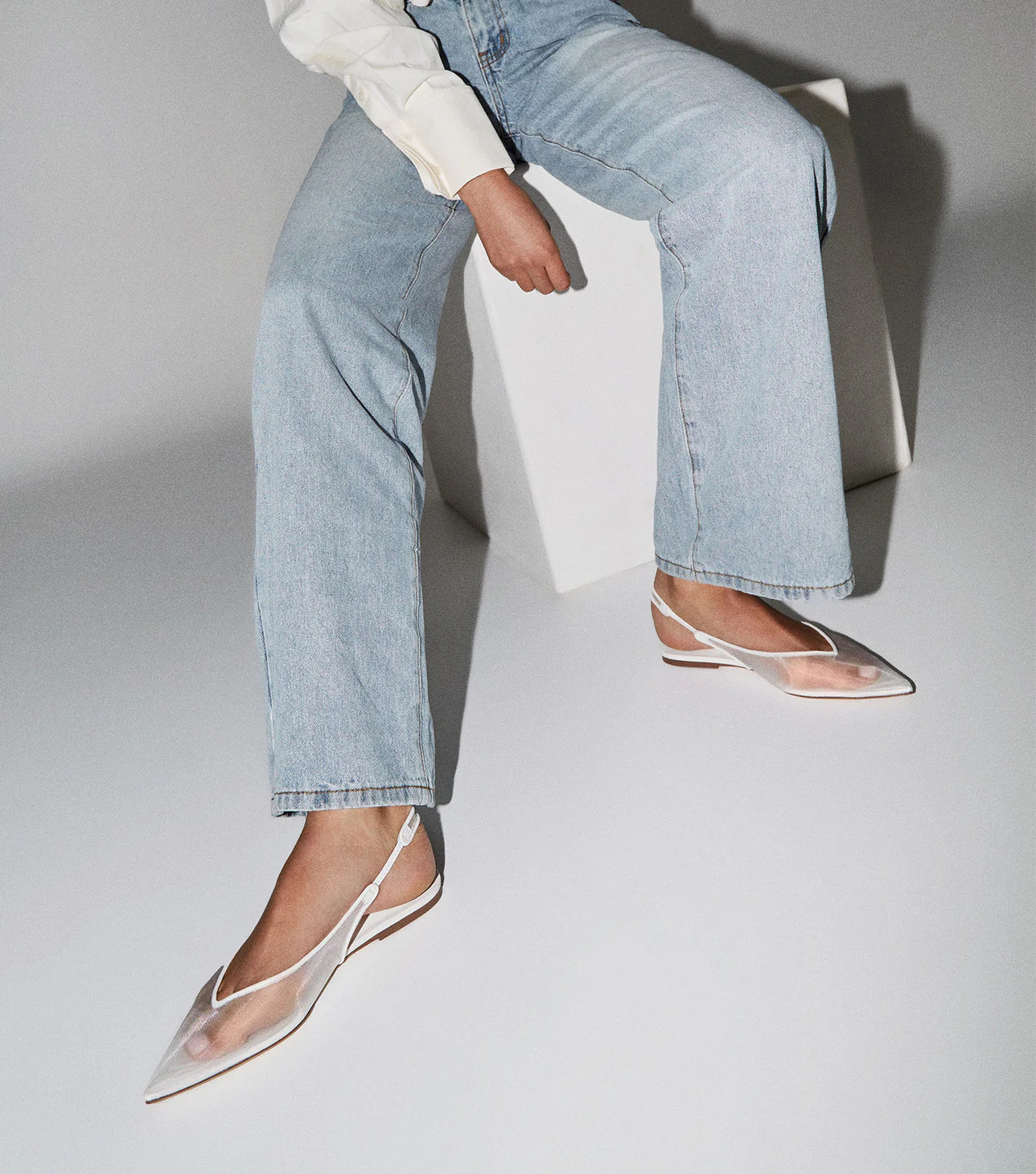 Jazz White Nylon Flats | Tony Bianco US