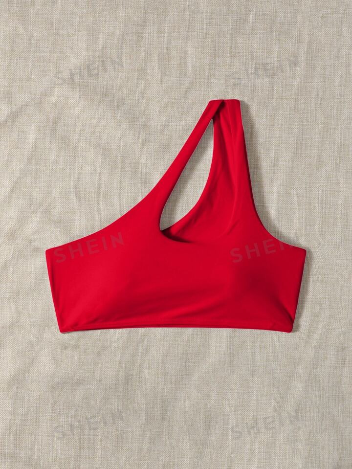 SHEIN Swim Basics Cut-out One Shoulder Bikini Top | SHEIN