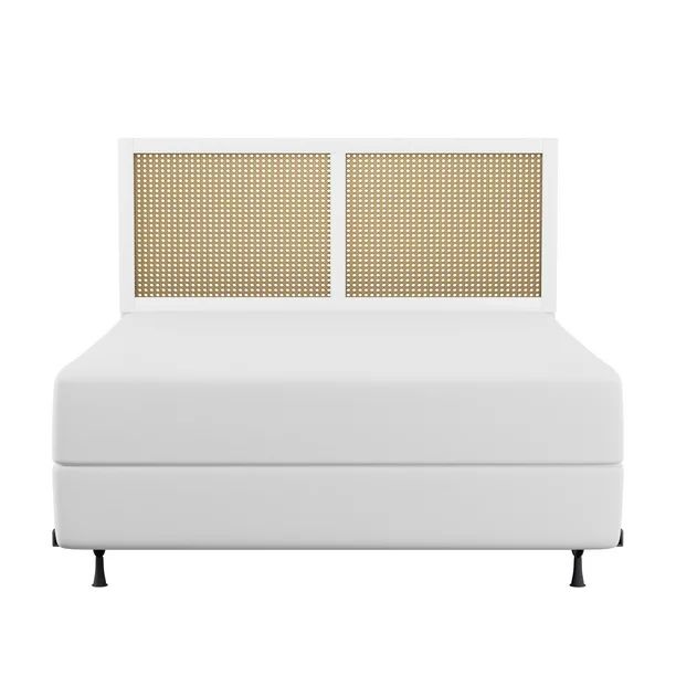 Hillsdale Furniture Serena Wood and Cane Panel Full/Queen Headboard with Bed Frame, White - Walma... | Walmart (US)