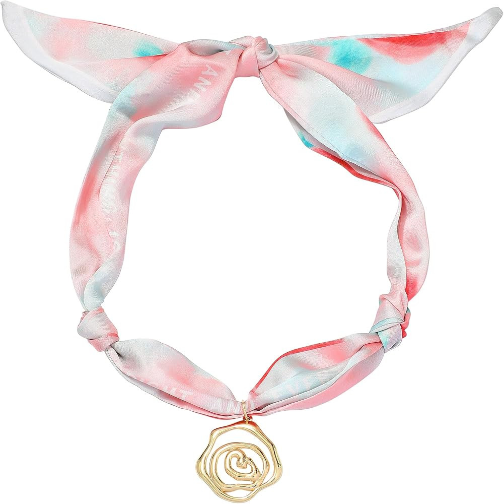 Scarf Necklace for Women Bandana Necklace with 14 Gold Pendant necklce | Amazon (US)