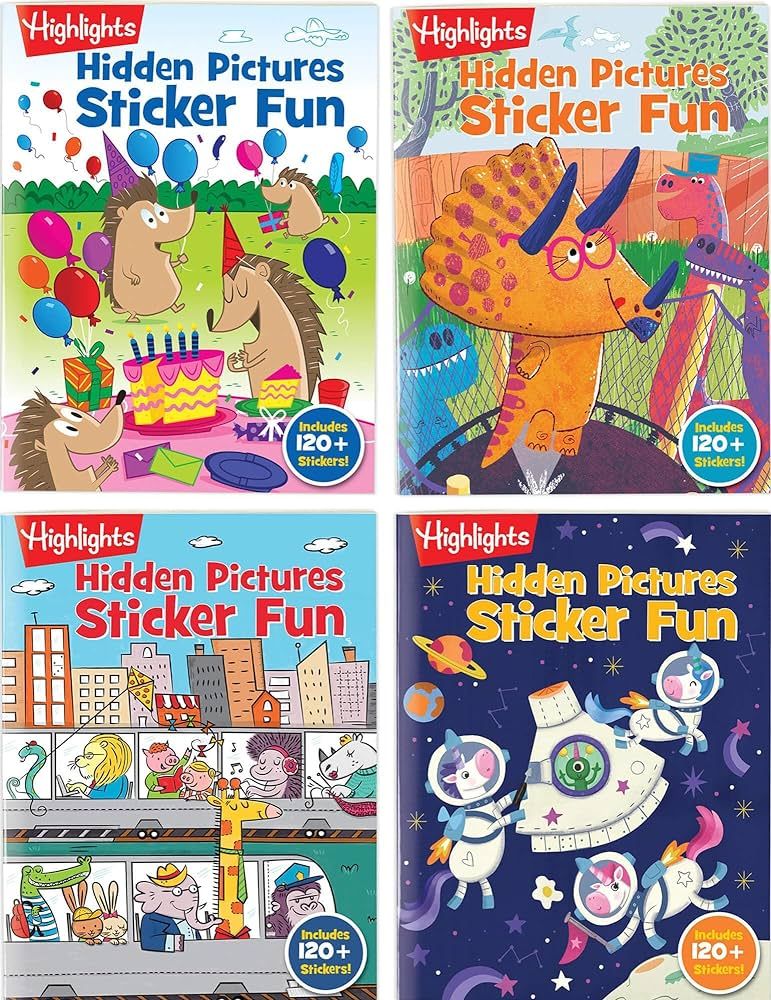 Highlights Hidden Pictures Sticker Fun Sticker Books for Kids Ages 3-6, 4-Pack of Sticker Books, ... | Amazon (US)
