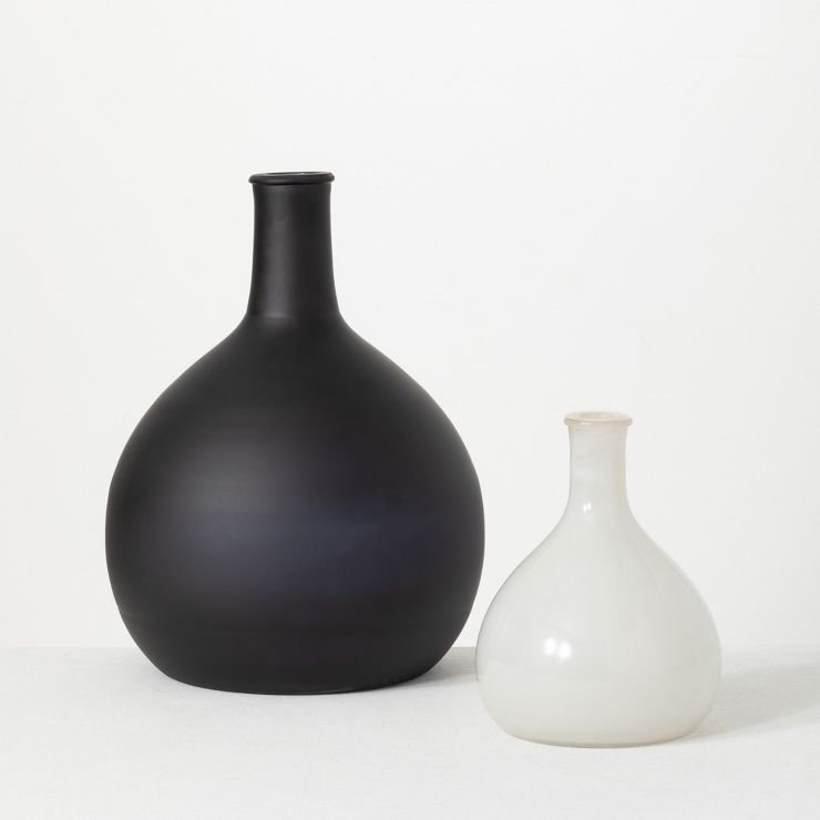 Sullivans Glass Vase Set of 2, 15"H & 9"H Black | Target