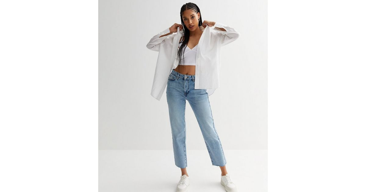 Pale Blue Ankle Grazing Hannah Straight Leg Jeans
						
						Add to Saved Items
						Remove fr... | New Look (UK)