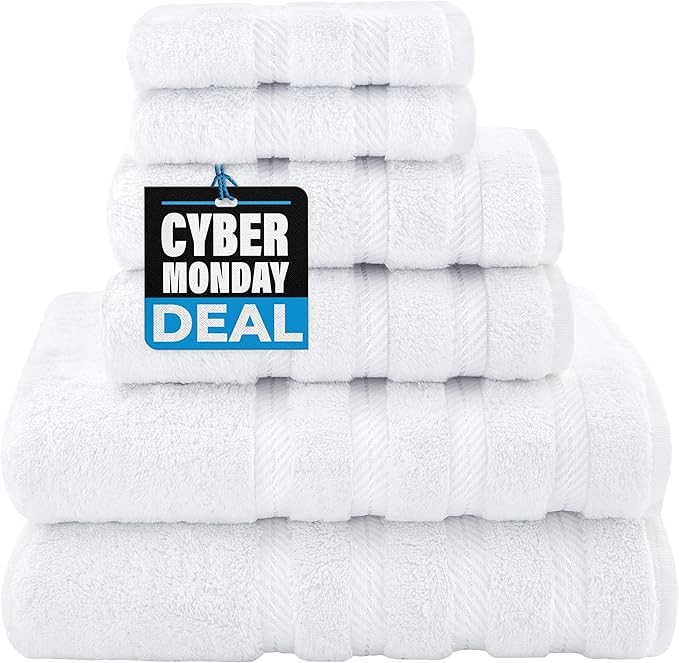 American Soft Linen Luxury 6 Piece Towel Set, 2 Bath Towels 2 Hand Towels 2 Washcloths, 100% Cott... | Amazon (US)