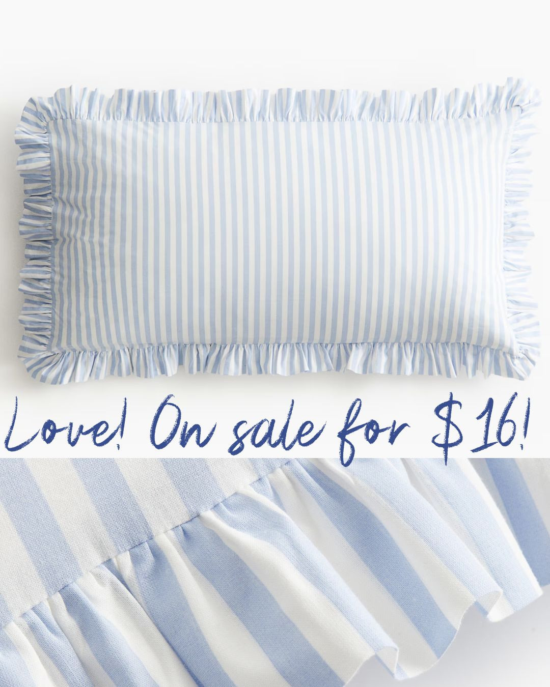 Love this striped ruffle pillow! On sale for $16!  

 #LTKHome #LTKSaleAlert