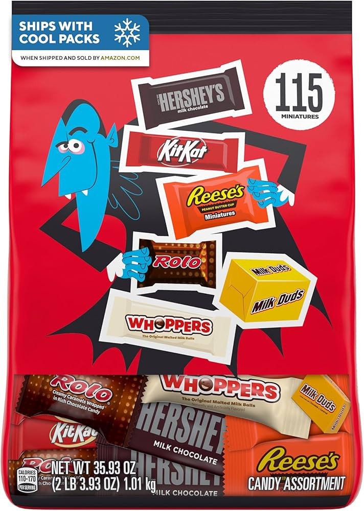 Hershey Miniatures Assorted Flavored, Halloween Candy Bulk Bag, 35.93 oz (115 Pieces) | Amazon (US)