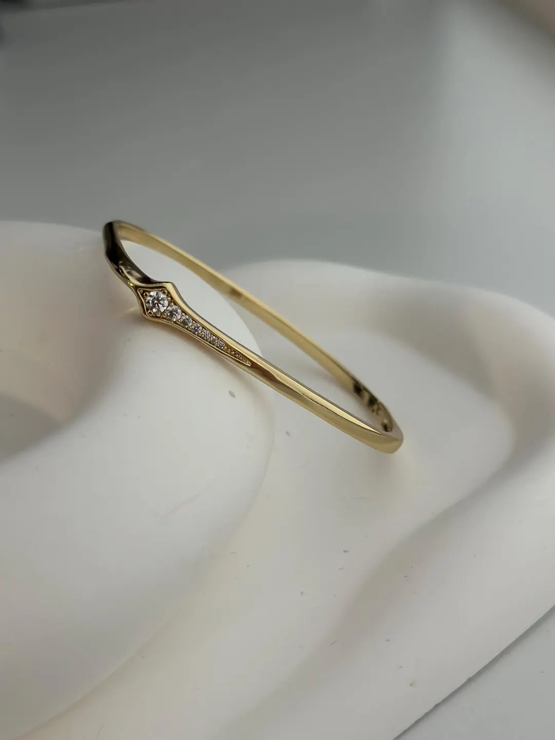 Dainty Diamond Gold Bangle Bracelet 18k Gold Plated Bangle Wedding Jewelry Gift for Her - Etsy | Etsy (US)