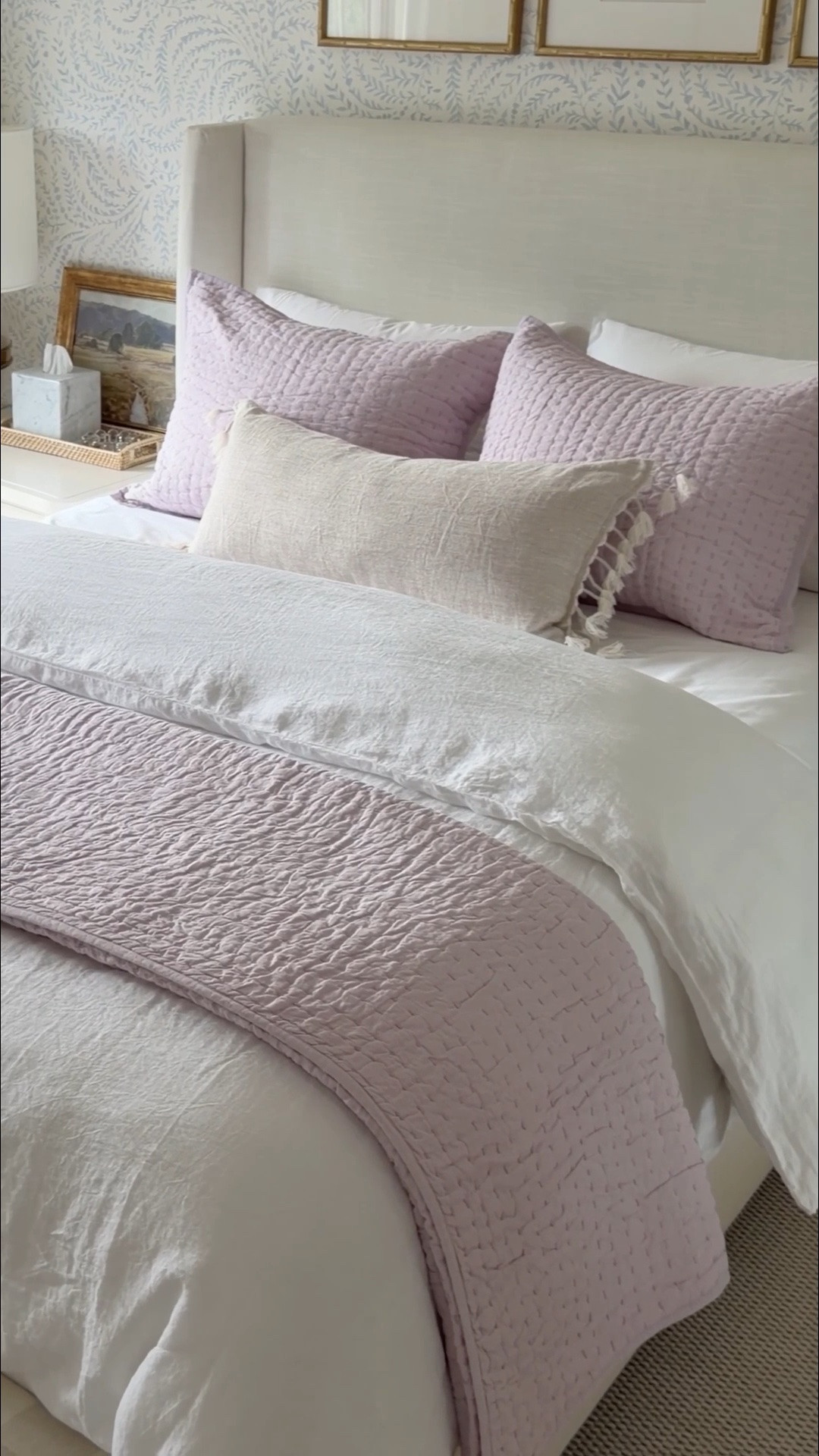 I just did a fun summer bedding refresh in my guest room with some cozy pieces from @Quince!Everything is such nice quality at an affordable price point! My guest room feels so luxurious and welcoming for all my summertime visitors! I love the pop of color this Orchid quilt and shams adds to the space. #quincepartner
