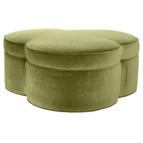 Portsmouth Upholstered Ottoman, Moss Velvet | One Kings Lane