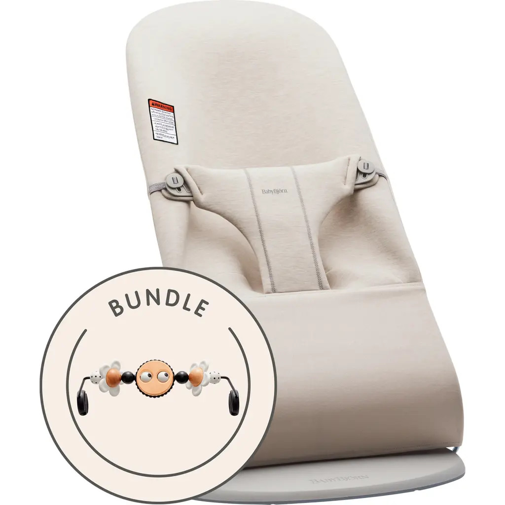 BabyBjörn Bouncer Bliss Convertible Jersey Baby Bouncer & Toy Bundle in Light Beige at Nordstrom | Nordstrom