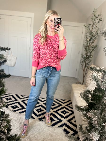 Weekend Walmart wins try on 
Pink leopard sweater- medium 


#LTKunder50 #LTKSeasonal #LTKstyletip