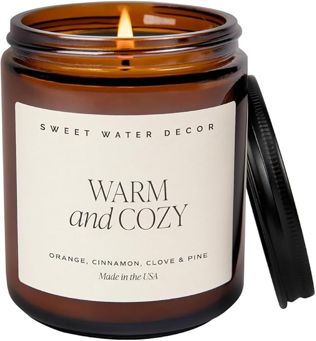 Sweet Water Decor Warm and Cozy Soy Candle - Orange Peel, Cinnamon, Ginger and Clove Scented Cand... | Amazon (US)