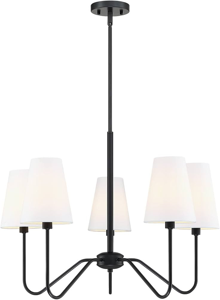 5 Light Linear Chandelier Lighting Fixture Classic Chandeliers Black with White Linen Modern Chan... | Amazon (US)