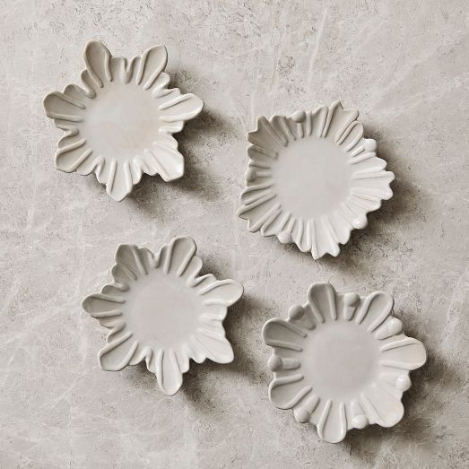 Neige Snowflake Ceramic Appetizer Plate Sets | West Elm (US)