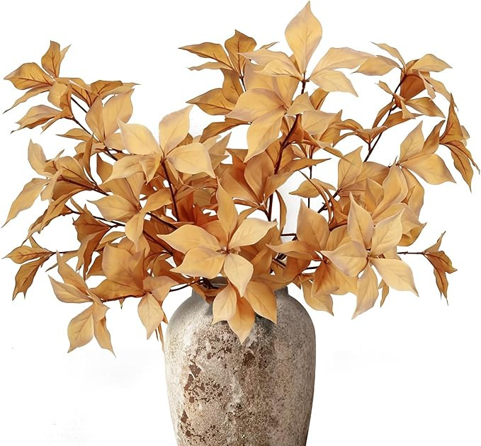 RECUTMS 4 Pcs Artificial Fall Stems，Realistic Eucalyptus Leaves for Vase | Fake Silk Fall Leaf ... | Amazon (US)