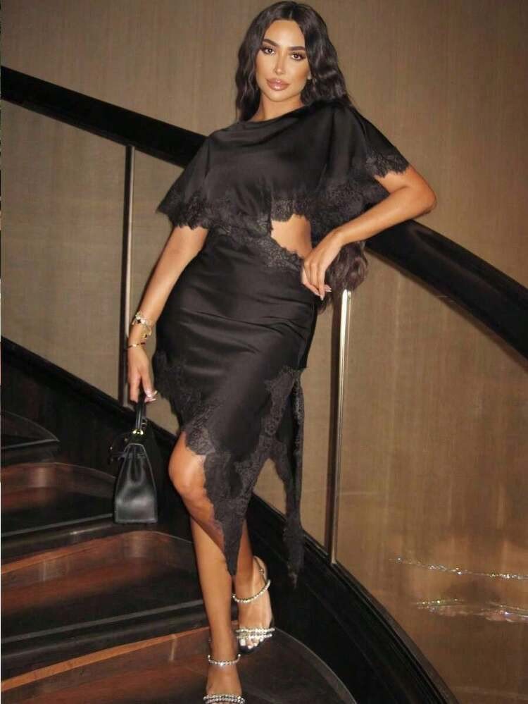 Lace brow Dress | SHEIN