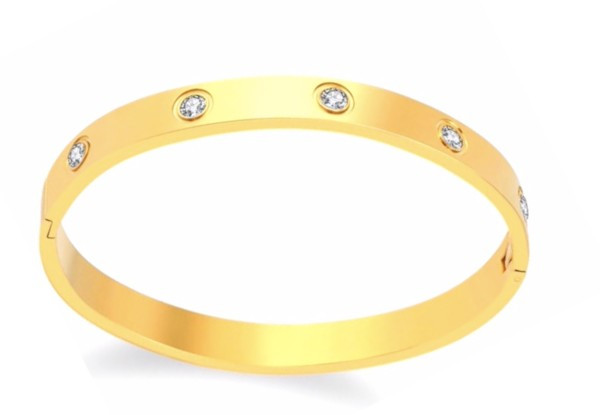 Gold Solitaire Bangle | Accessory Concierge