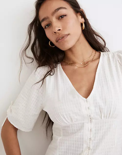 Tie-Sleeve Evie Top in Textured Gingham | Madewell