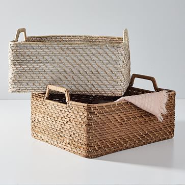 Modern Weave Harvest Baskets w/ Handles | West Elm (US)